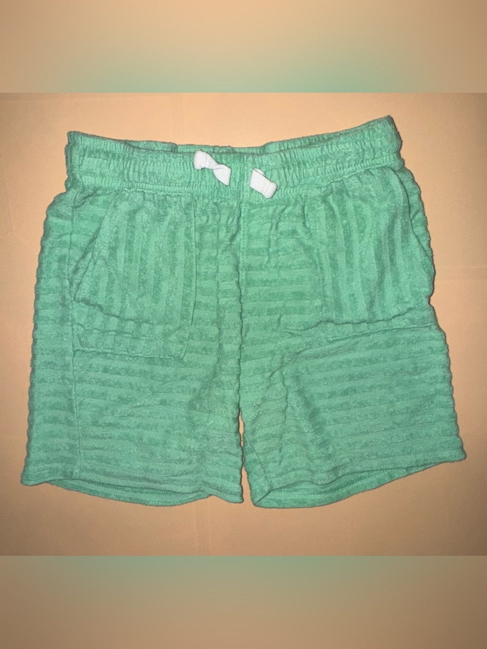 Cat & Jack Kids Terry Cloth Shorts Size S 6/7 Green Pull On Elastic Waist Casual